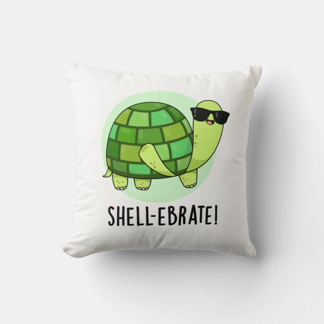 Muschel-ebrate Funny Tortoise Animal Pun Kissen (Vorderseite)