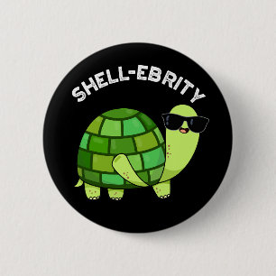 Muschel-ebrity Funny Celebrity Tortoise Pun Dark B Button