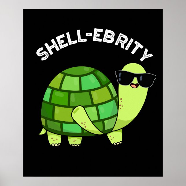 Muschel-ebrity Funny Celebrity Tortoise Pun Dark B Poster (Vorne)