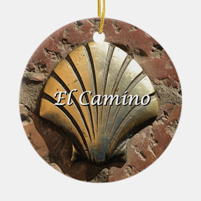 Muschel EL Camino Gold, Leon (Titel) Keramik Ornament (Vorne)