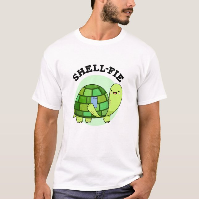 Muschel-Fie Funny Tortoise Selfie Pun T-Shirt (Vorderseite)