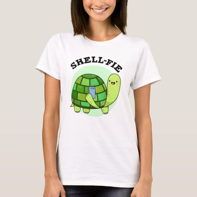 Muschel-Fie Funny Tortoise Selfie Pun T-Shirt (Vorderseite)