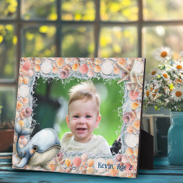 Muschel-Foto-Rahmen für Kinder mit Wal Fotoplatte
