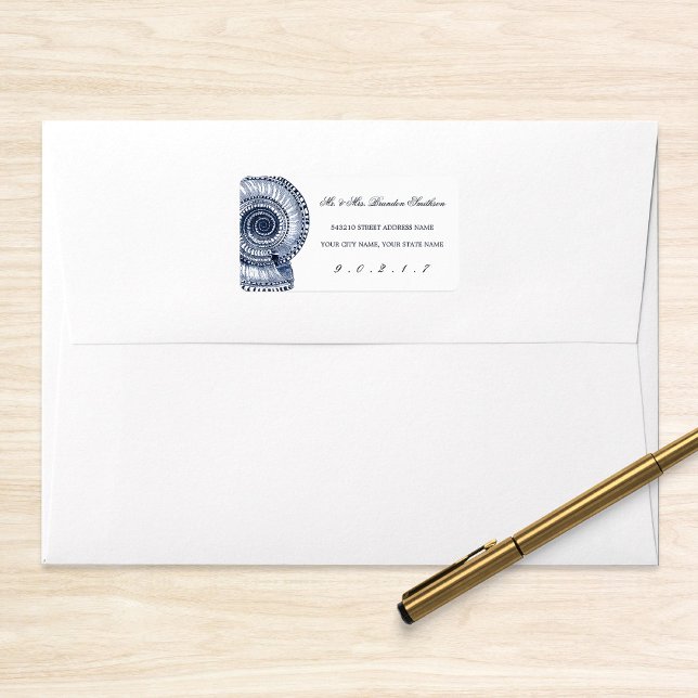 Muschel für Navy Blue Sea Adressaufkleber (Von Creator hochgeladen)