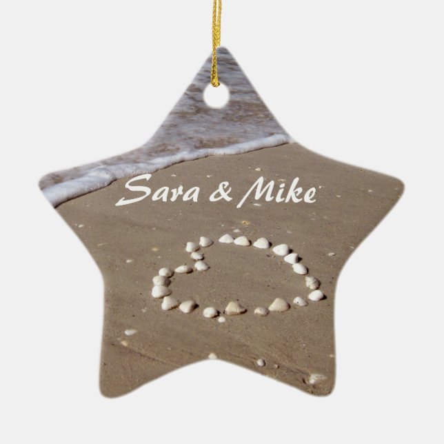 Muschel-Herz-Strand-Verzierung Keramikornament (Vorne)