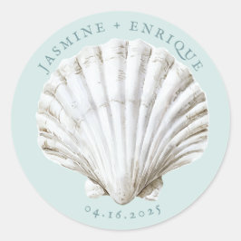 Muschel | Hochzeit am Strand Runder Aufkleber