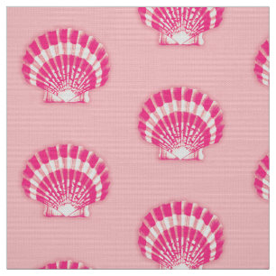 Muschel im Meer - fuchsienrosa und weiß Stoff