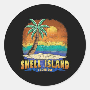 Muschel Insel Florida Vintag Beängstigend Souvenir Runder Aufkleber