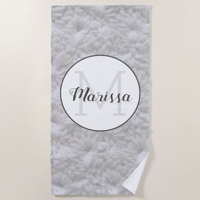 Muschel Kegelgarne + Handwerksname / Anfangsbuchst Strandtuch (Vorderseite)