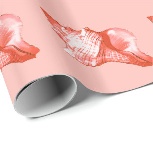 Muschel - Korallen, Muschel rosa und weiß Geschenkpapier