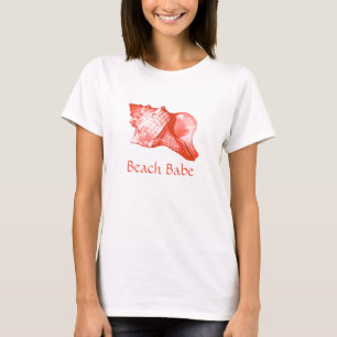 Muschel - Korallen, Muschel rosa und weiß T-Shirt