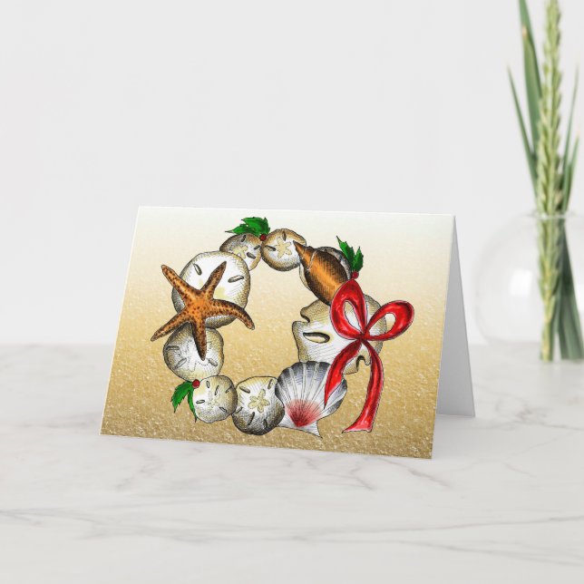 Muschel Kranz - Weihnachts-/Urlaubskarte Feiertagskarte (Vorderseite)