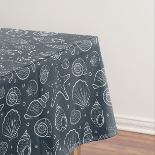 Muschel Küsten Nautilus Boho Strand Dunkelblau Tischdecke