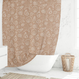 Muschel Küsten Nautilus Boho Strand Neutral Beige Duschvorhang