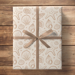 Muschel Küsten Nautilus Boho Strand Neutral Creme Geschenkpapier