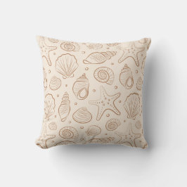 Muschel Küsten Nautilus Boho Strand Neutral Creme Kissen