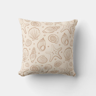 Muschel Küsten Nautilus Boho Strand Neutral Creme Kissen