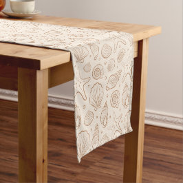 Muschel Küsten Nautilus Boho Strand Neutral Creme Kurzer Tischläufer