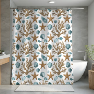 Muschel-Küsten-Strand-Badezimmer-Dekor-Design 394 Duschvorhang