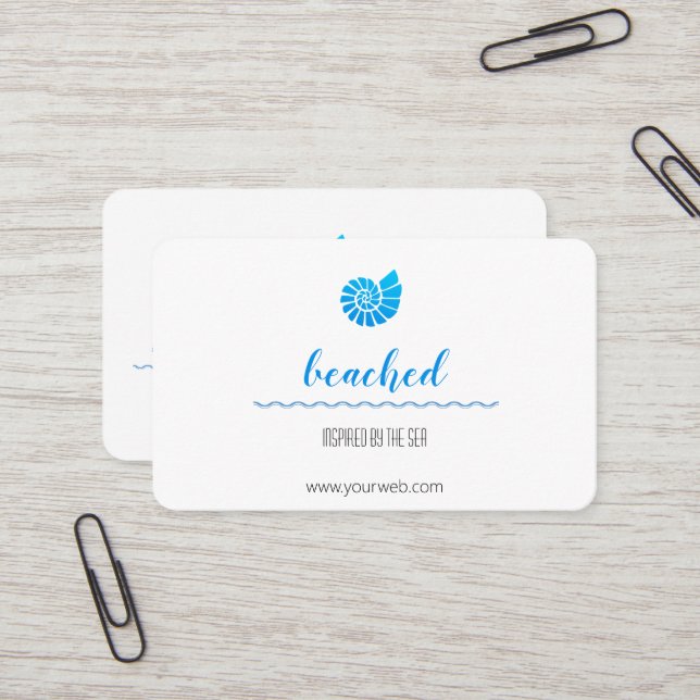 Muschel Logo Beach Theme Business Card Visitenkarte (Vorderseite/Rückseite Beispiel)