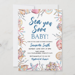 Muschel Meer Sie bald Baby Shower Einladung