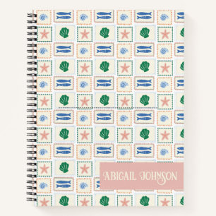 Muschel-Muster Personalisieren Küsten-Boho Notizbuch