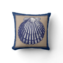 Muschel Nautical Blue und Sand Scallop Pillow
