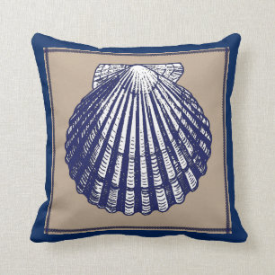 Muschel Nautical Blue und Sand Scallop Pillow Kissen
