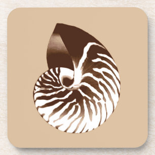 Muschel Nautilus - braun, weiß und beige Getränkeuntersetzer
