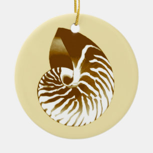 Muschel Nautilus - braun, weiß und beige Keramikornament