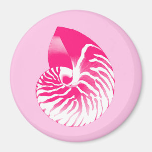 Muschel Nautilus - fuchsienrosa und weiß Magnet