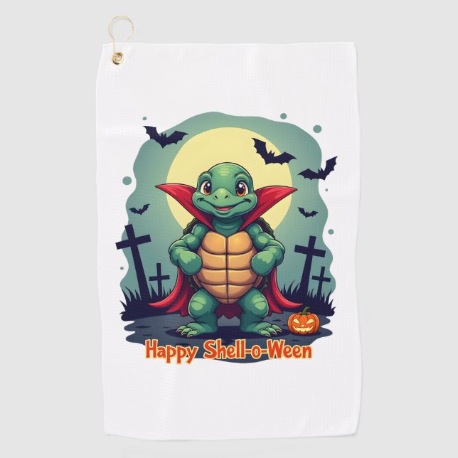 Muschel-o-Ween Turtle Golfhandtuch (Vorderseite)