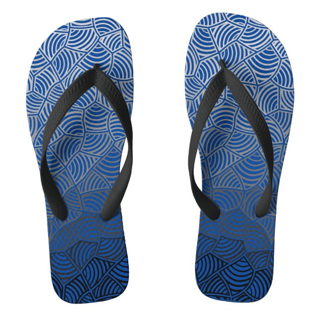 Muschel pattern.04.w DBlue BG Flip Flops (Fußbett)