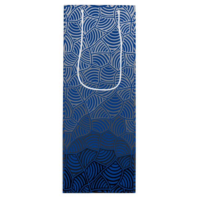 Muschel pattern.04.w DBlue BG Geschenktüte Für Weinflaschen (Vorderseite)