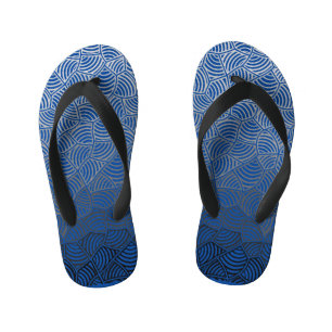 Muschel pattern.04.w DBlue BG Kinderbadesandalen