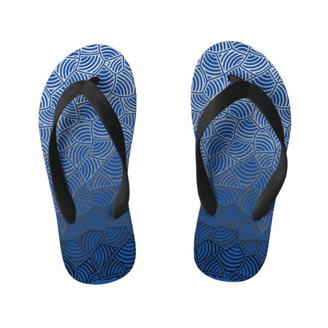 Muschel pattern.04.w DBlue BG Kinderbadesandalen (Fußbett)