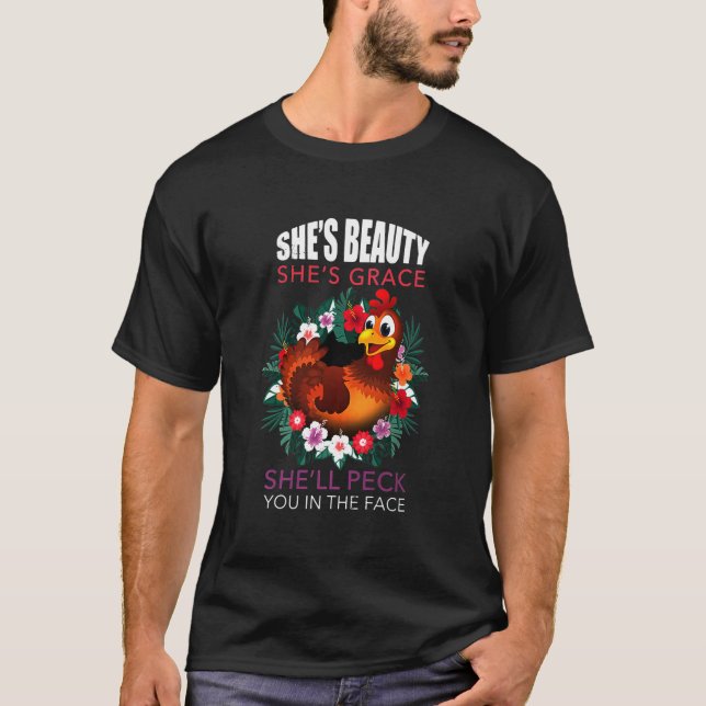 Muschel peck dich im Gesichtshähnchen T-Shirt (Vorderseite)