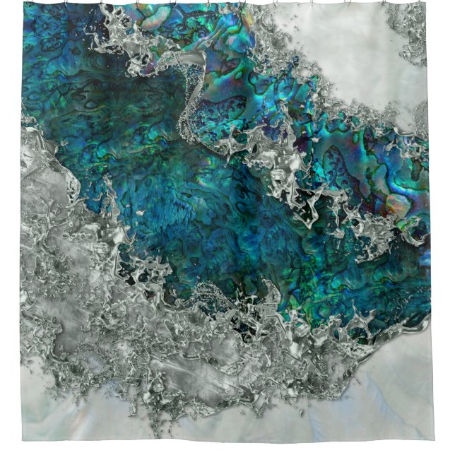 Muschel Perl und Silber 2 Duschvorhang (Vorderseite)