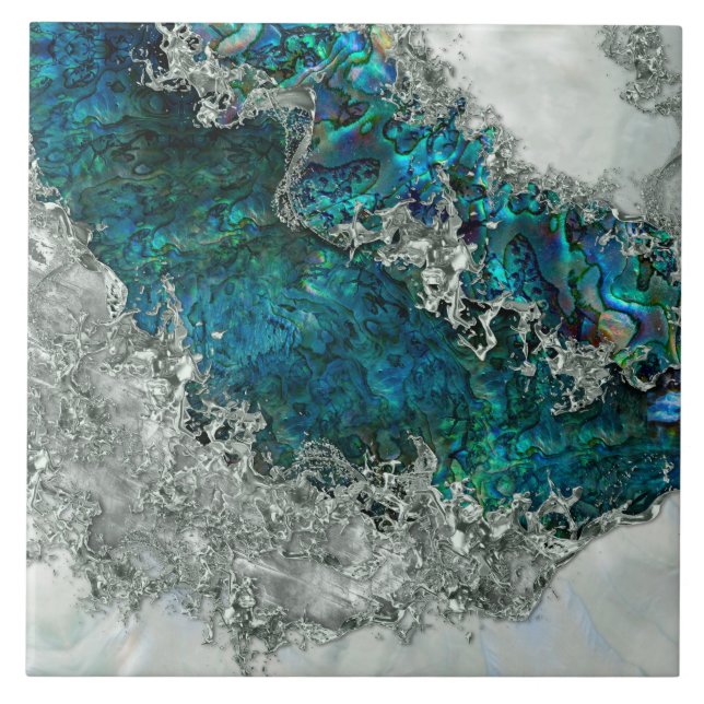 Muschel Perl und Silber 2 Fliese (Vorderseite)