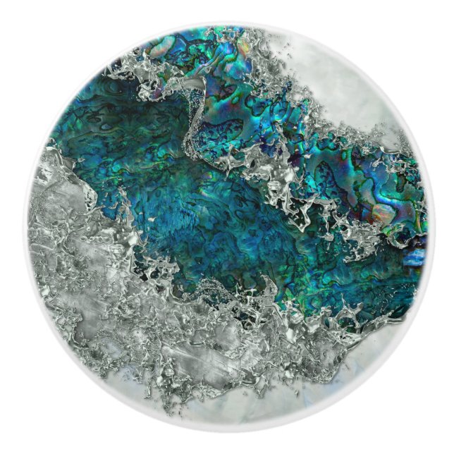 Muschel Perl und Silber 2 Keramikknauf (Vorderseite)