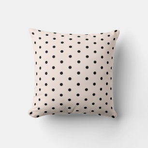 Muschel-Pfirsich Whimsical Schwarz Polka-Punkt Kissen