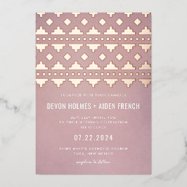 Muschel Pink Südwest Gleam Wedding Rose Gold Folieneinladung