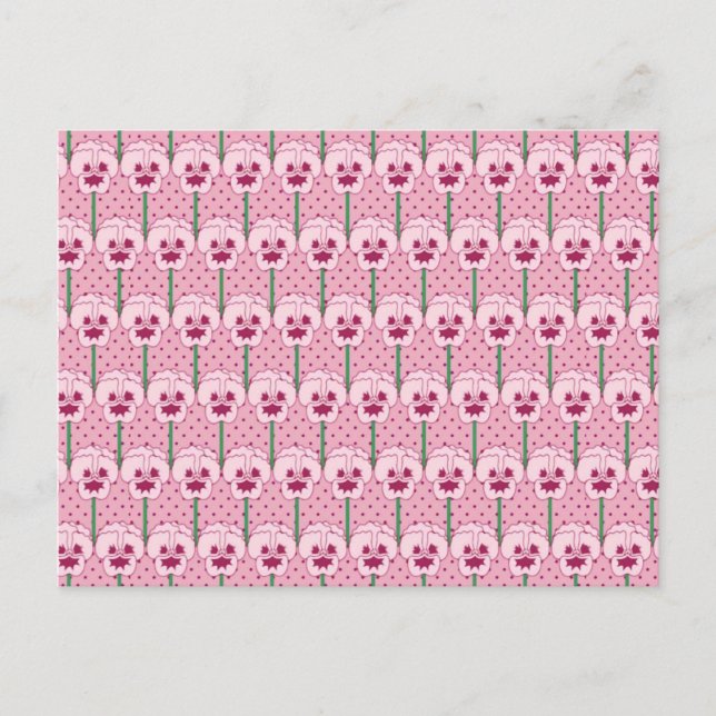 Muschel Rosa Stiefmütterchen - Retro-Tapete-Muster Postkarte (Vorderseite)