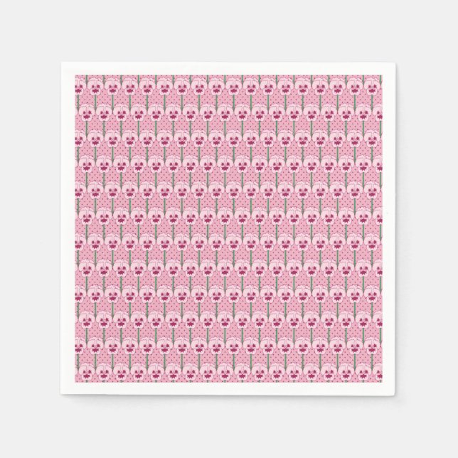 Muschel Rosa Stiefmütterchen - Retro-Tapete-Muster Serviette (Vorderseite)