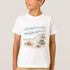 Muschel & Sand Wasserfarbe Strand-Tasche Jungen T- T-Shirt