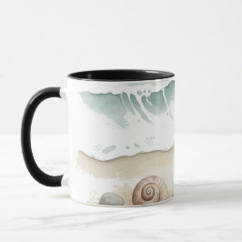 Muschel & Sand – Wasserfarben-Strandtote-Mug Tasse