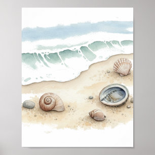 Muschel & Sand – Wasserposter-Papier (Halbglanz) Poster
