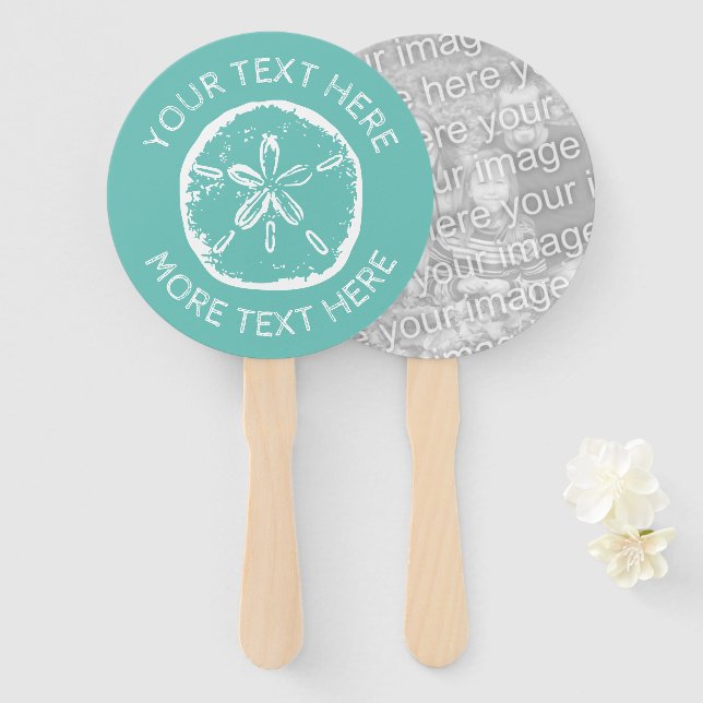 Muschel Sandstrand Hochzeit Party Foto Fächer (Vorne und Hinten)