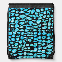 Muschel - Schwarzer Splash - Aqua Blue Drawstring Sportbeutel