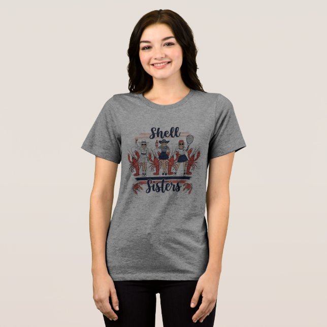 Muschel Schwestern Girls Trip T - Shirt! 👯 ‍ ♀️ � Tri-Blend Shirt (Vorderseite voll)